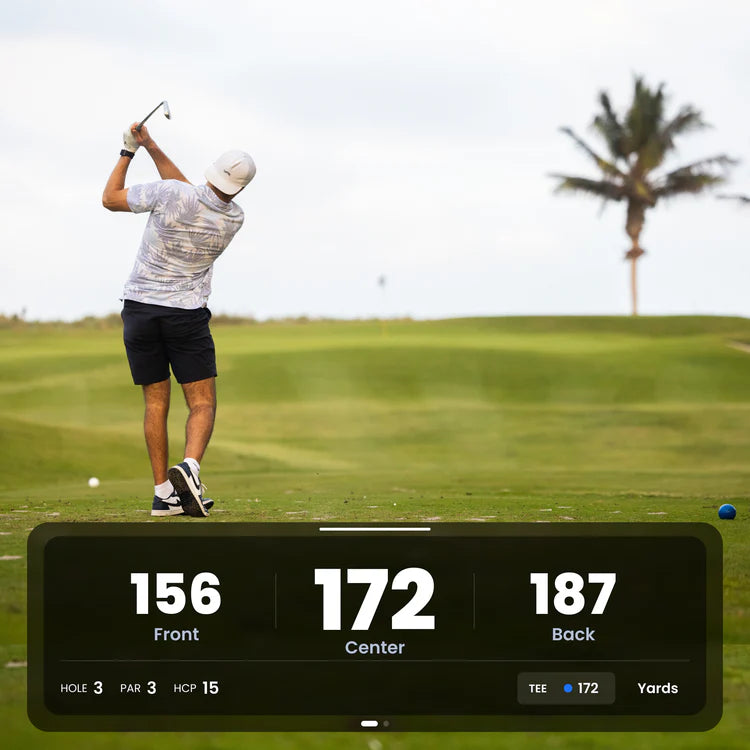 The Caddie GPS che mostra le distanze inizio, centro e fine green