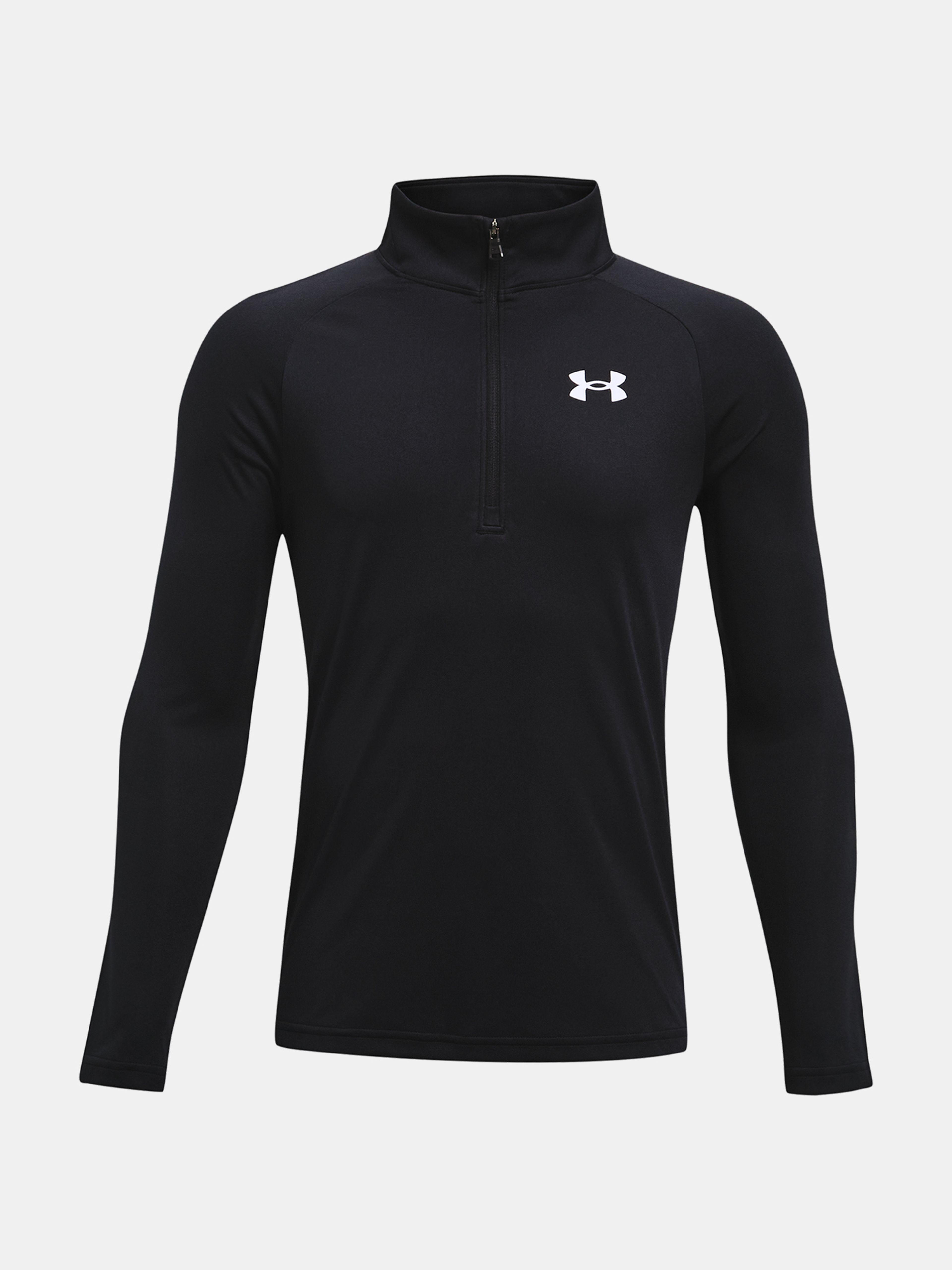 Maglia da ragazzo Under Armour Tech 2.0 1/2 Zip vista frontale nera