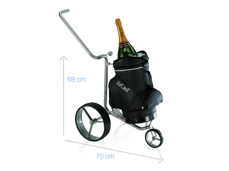 Dettaglio del carrello JuCad Champagne con sacca refrigerante