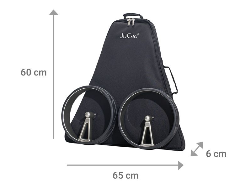 Dimensioni del carrello ripiegato piatto JuCad Phantom Titan 65x60x11 cm con borsa da trasporto JTTP