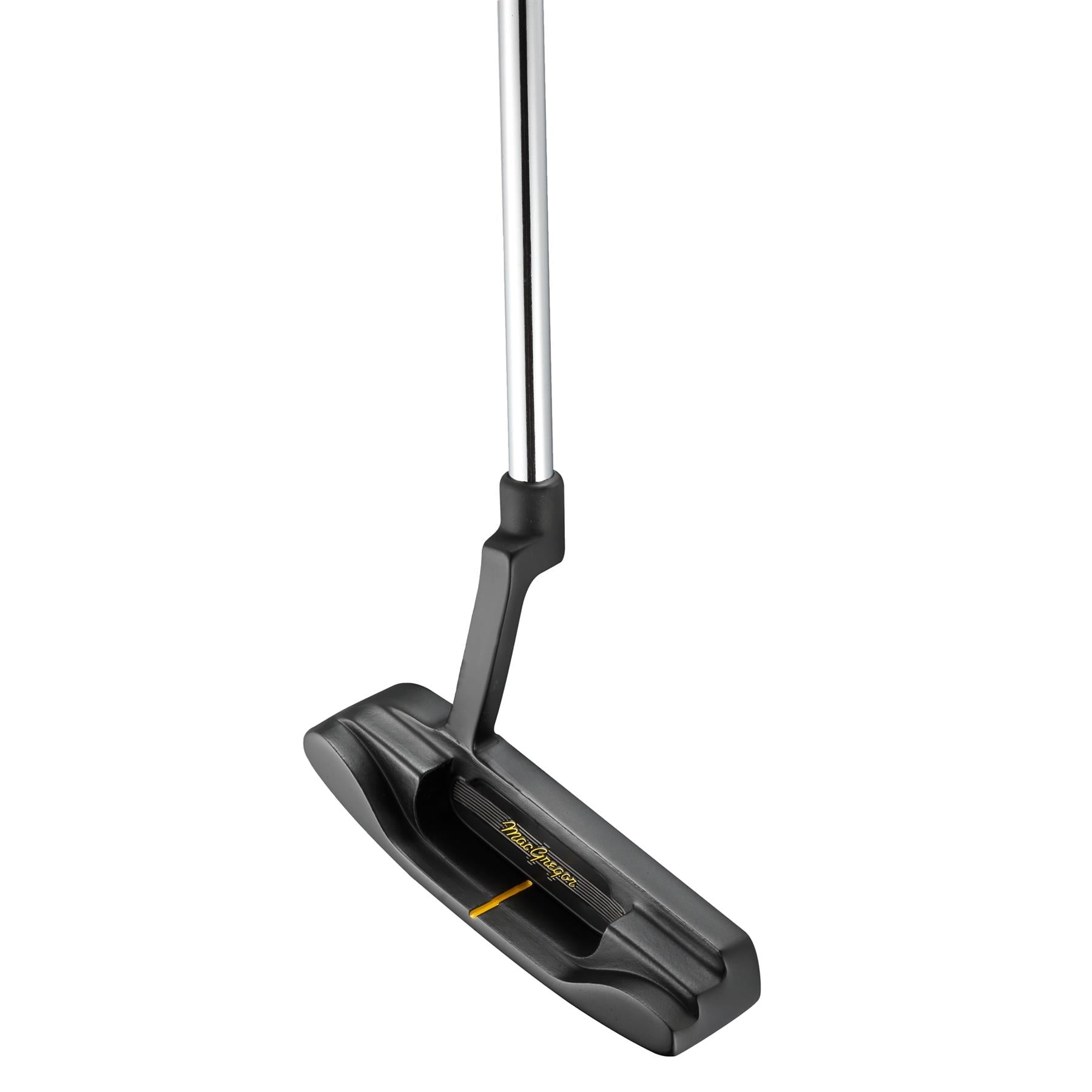 Vista dall'alto della testa del putter MacGregor V-Foil Model 001 con linea di allineamento