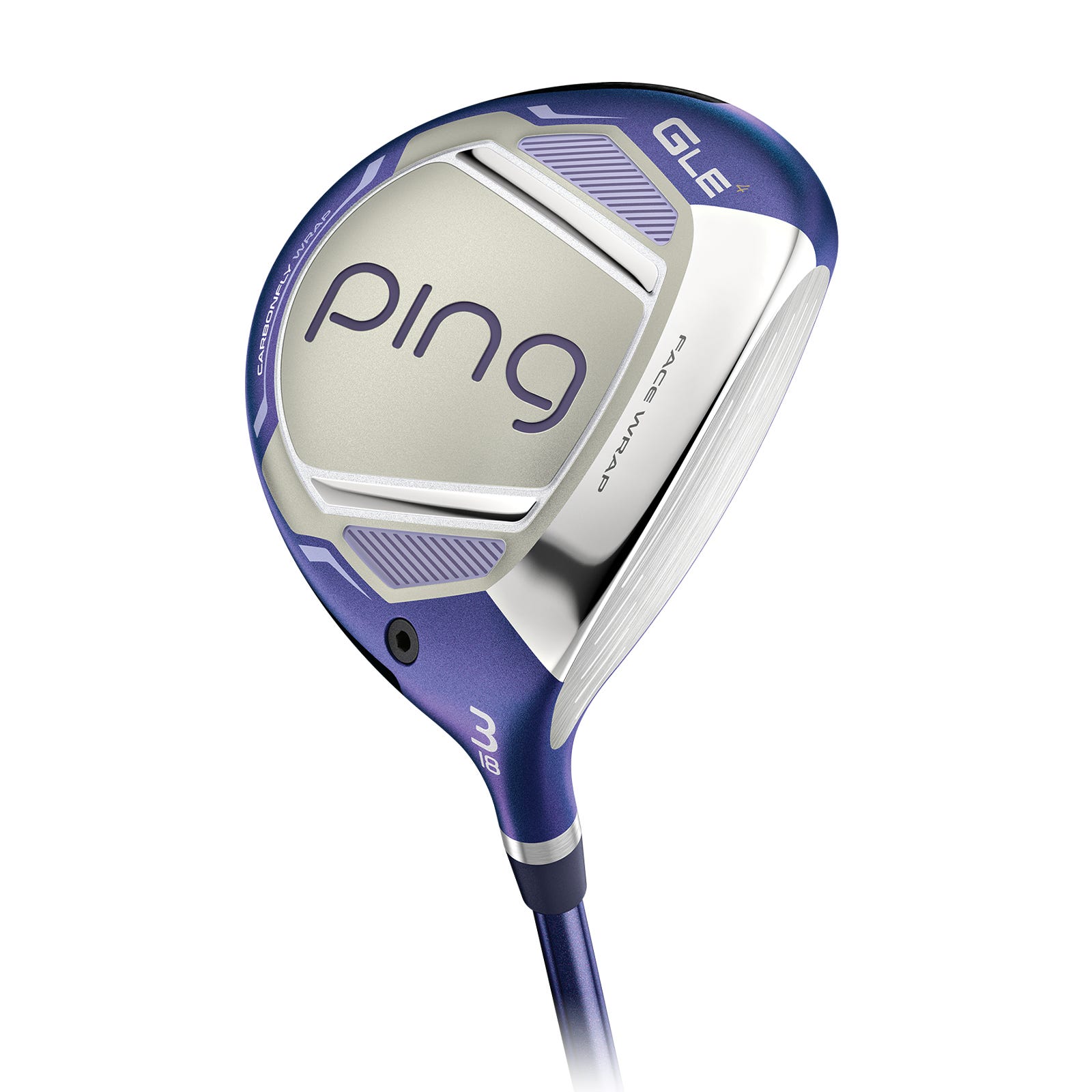 Vista della suola del legno 3 PING G Le4 che mostra la corona Carbonfly Wrap e il design della suola