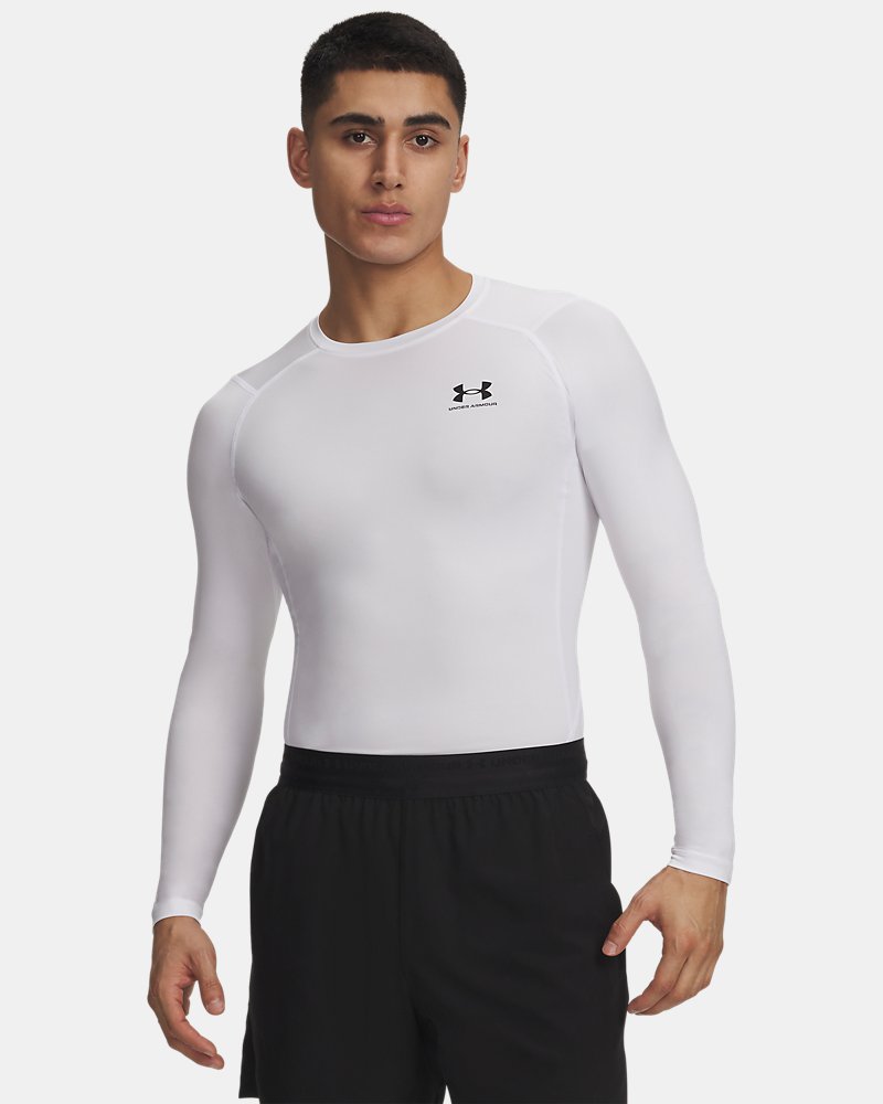 Maglia a compressione a maniche lunghe Under Armour HeatGear – vista frontale che mostra il tessuto HeatGear