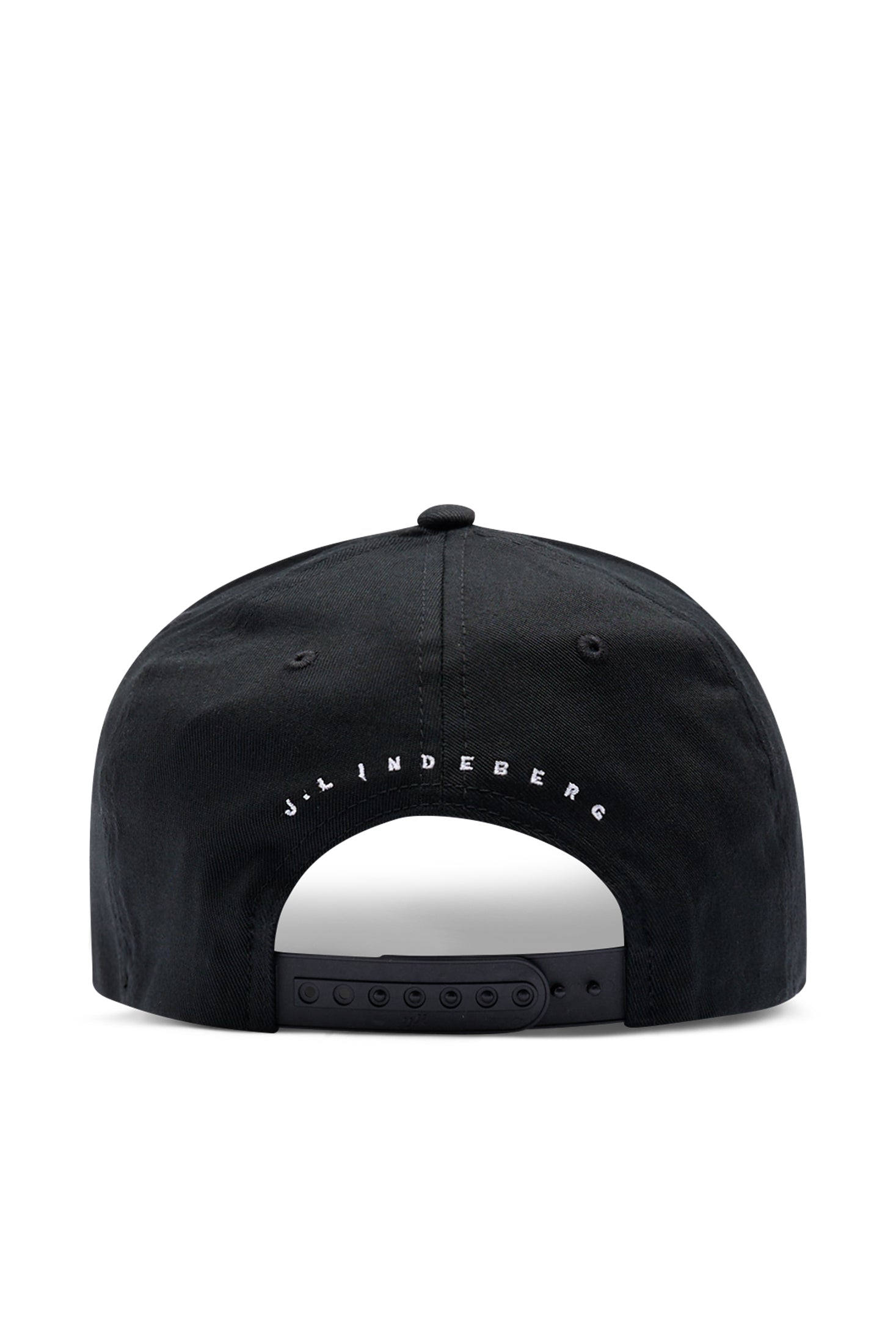 Cappellino J.Lindeberg Heath Nero – dettaglio del brand laterale e posteriore che mostra il logo Bridge 3D e la scritta J.LINDEBERG