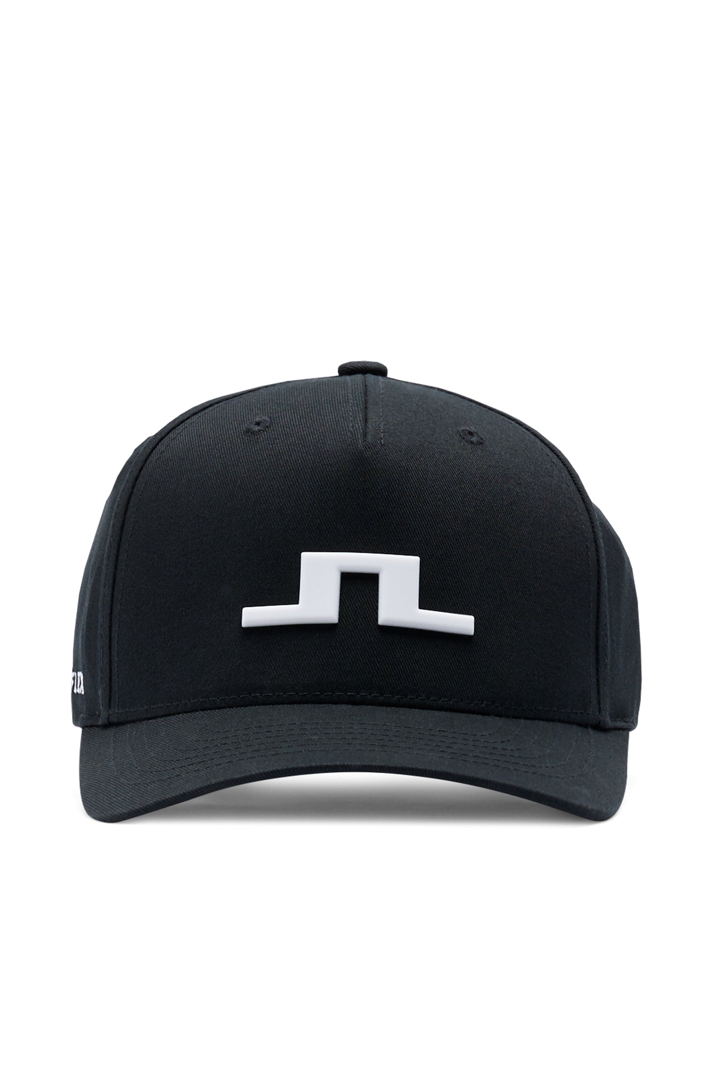 Cappellino J.Lindeberg Heath Nero – vista frontale che mostra la struttura Flexfit in misto cotone
