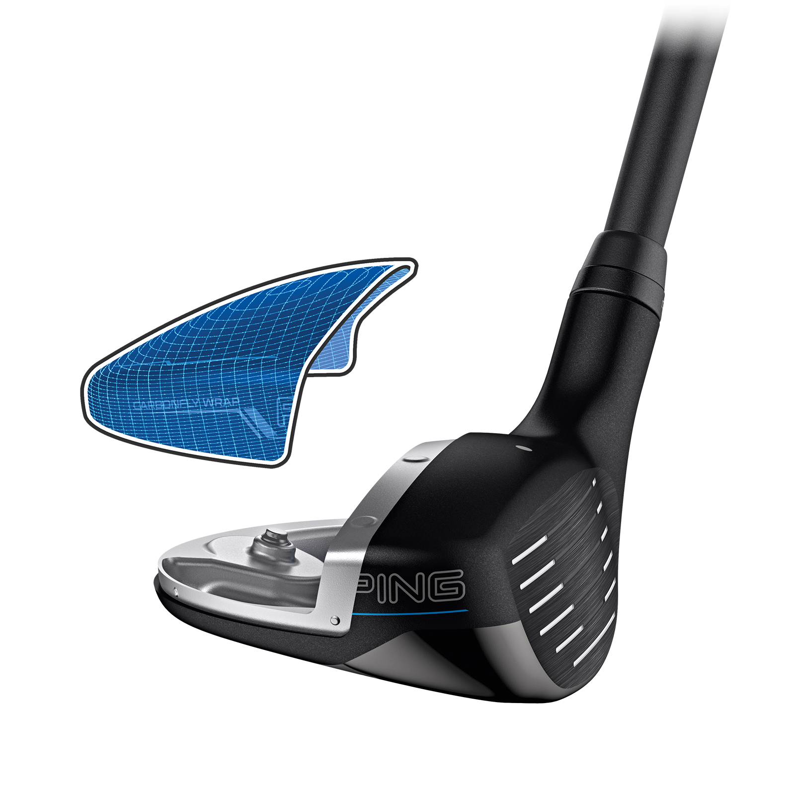 Illustrazione esplosa della corona Carbonfly Wrap dell'ibrido PING G440