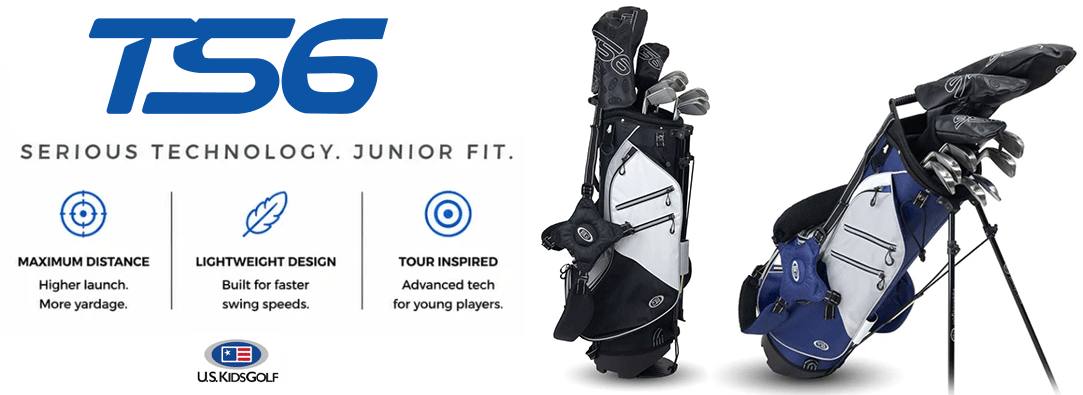 Panoramica del set completo con sacca a treppiede da 10 bastoni U.S. Kids Golf TS6