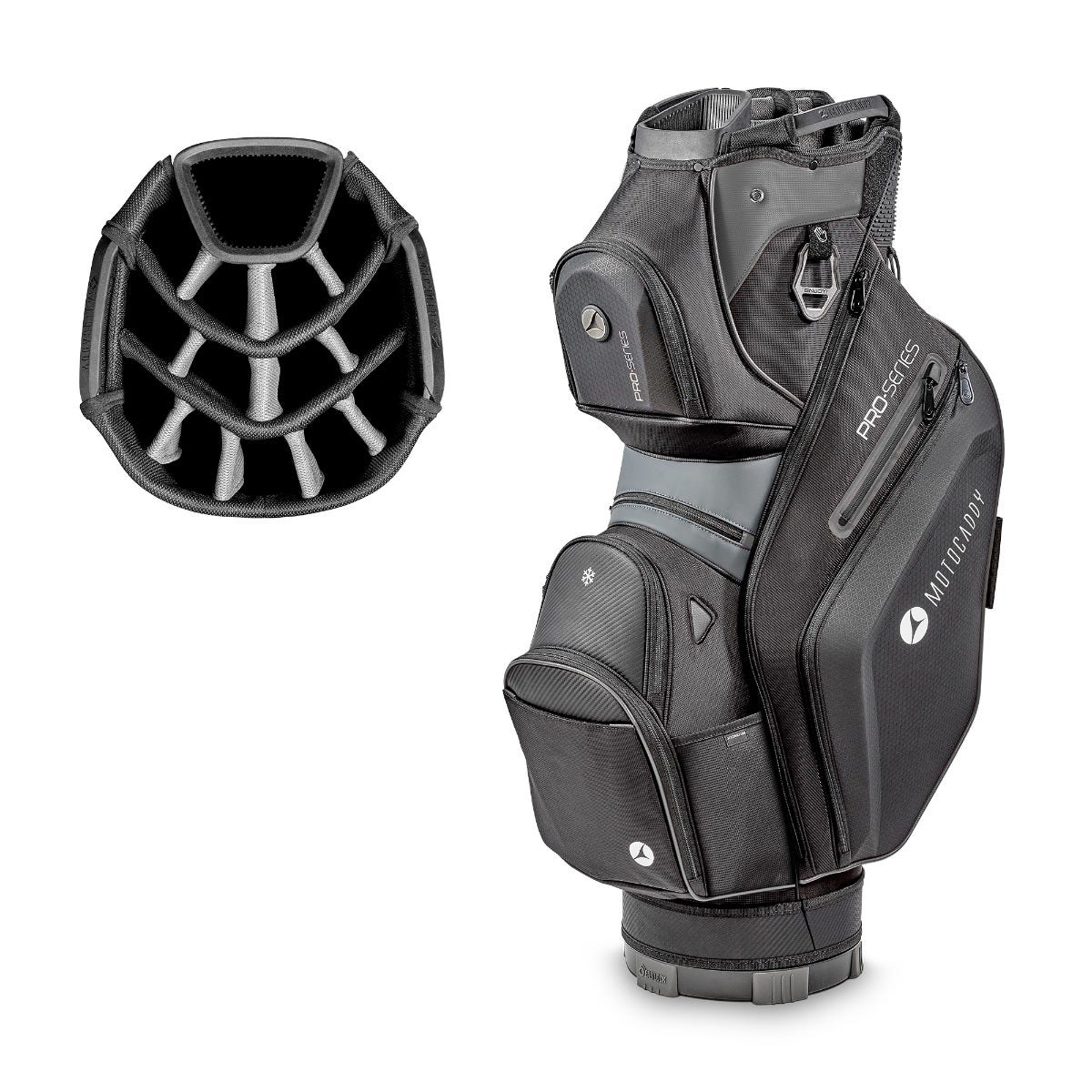 Motocaddy Pro-Series Cart Bag 2025 – colorazione nero/antracite e materiali premium