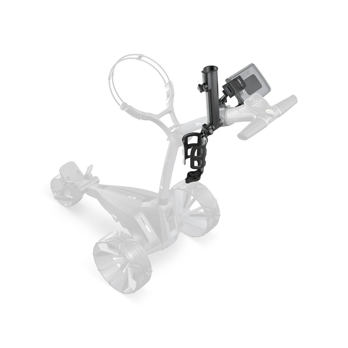 Motocaddy Essential Accessory Pack mounted on electric trolley