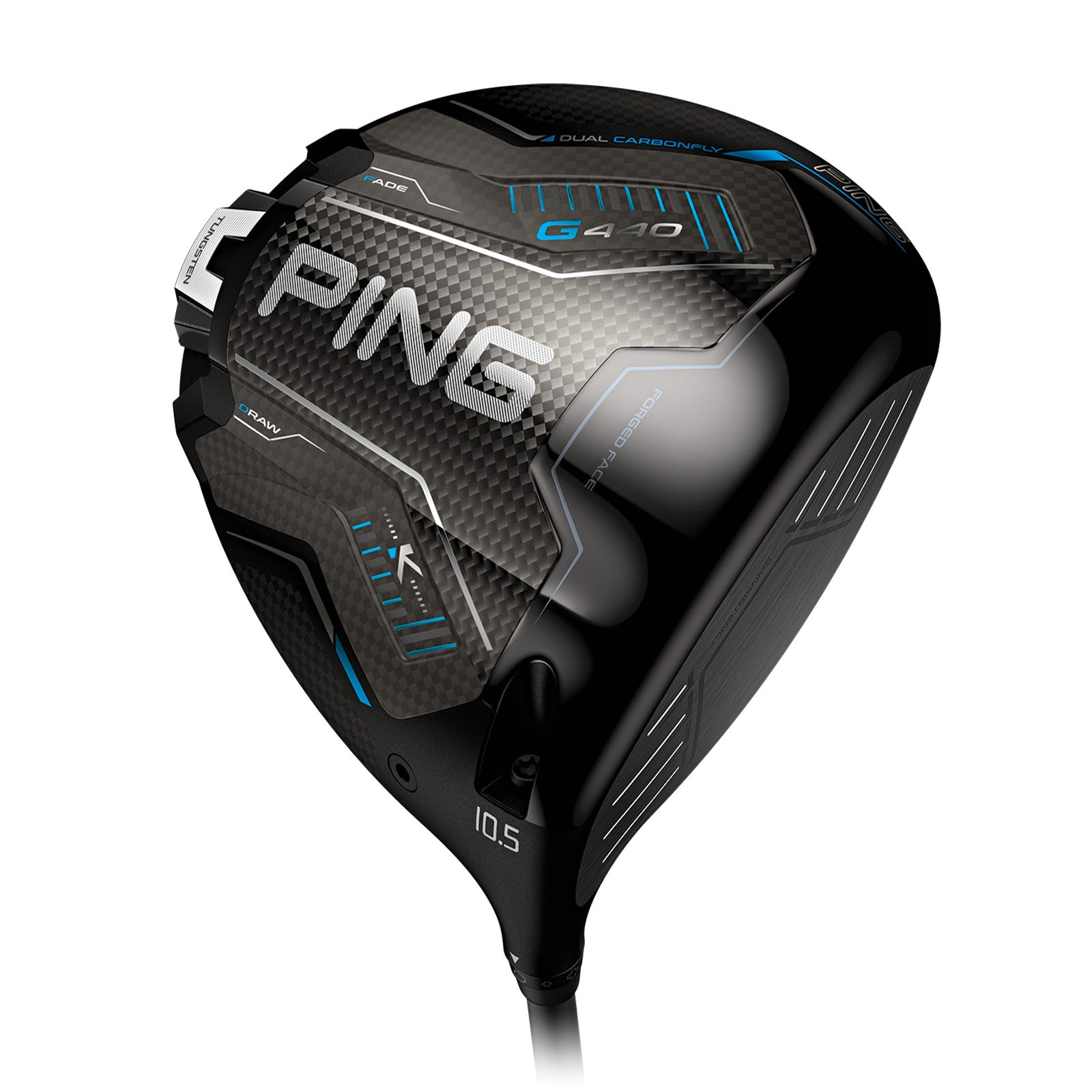 Vista della suola del driver PING G440 K 10.5° che mostra il design dell'hosel e della suola