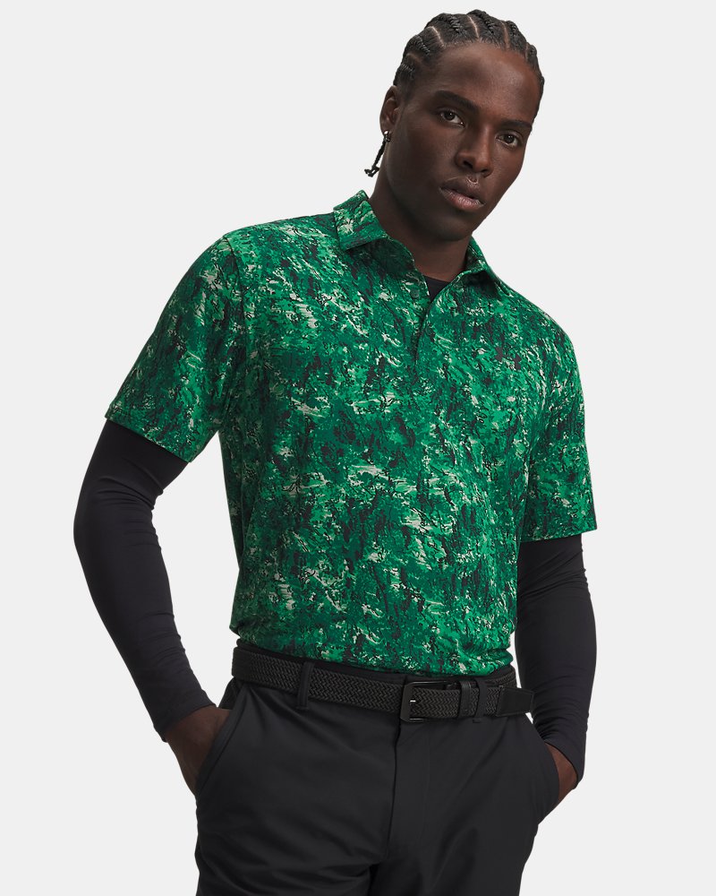 Polo UA Playoff 3.0 Printed – vista frontale, verde
