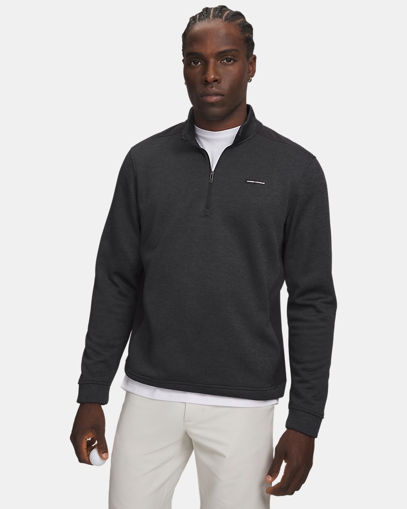 UA SweaterFleece Hybrid – vista frontale, nero