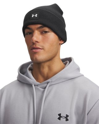 Vista lifestyle del berretto Under Armour Halftime Cuff, bianco e nero