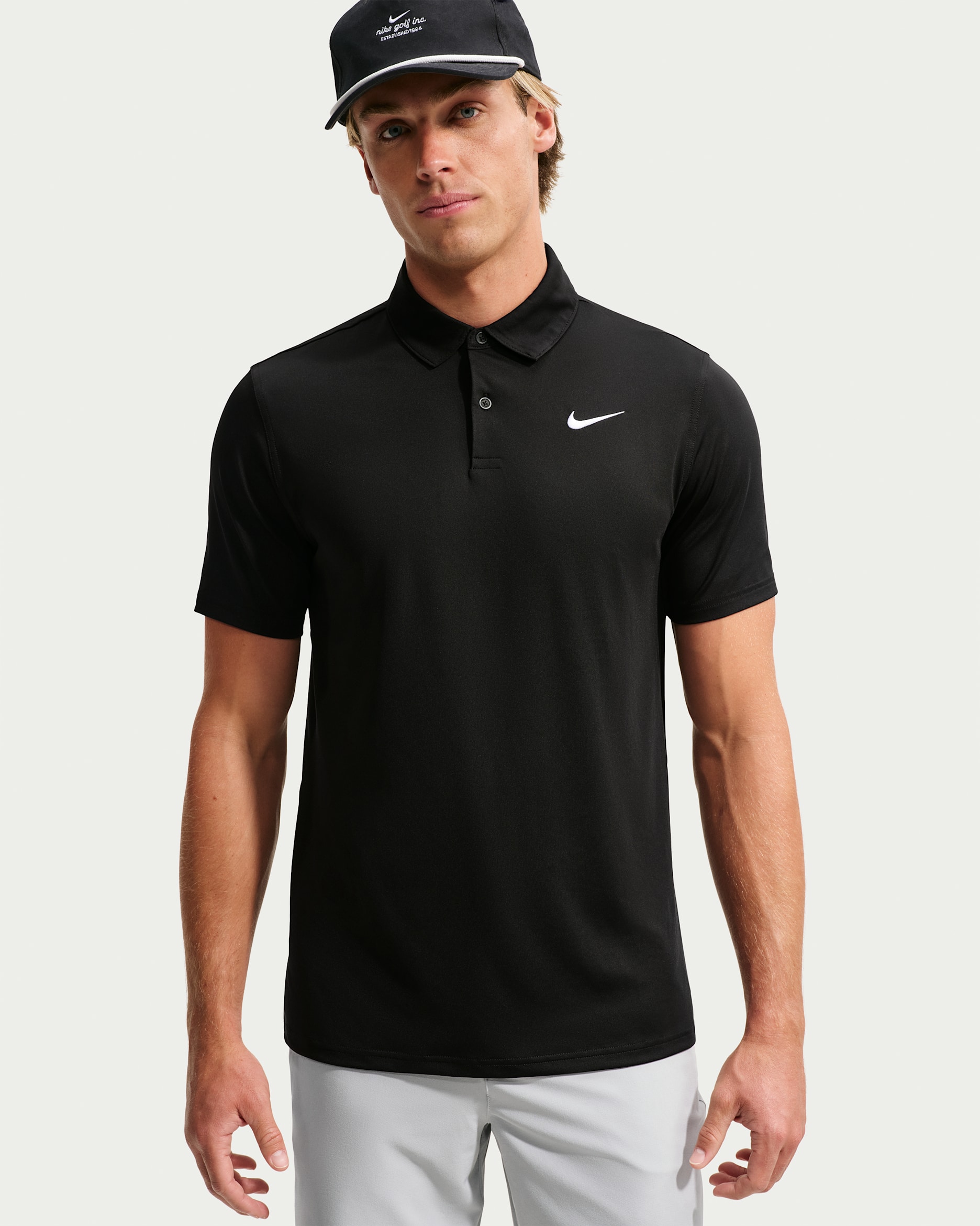 Polo da golf Nike Velocity Dri-FIT Nera/Bianca – vista frontale