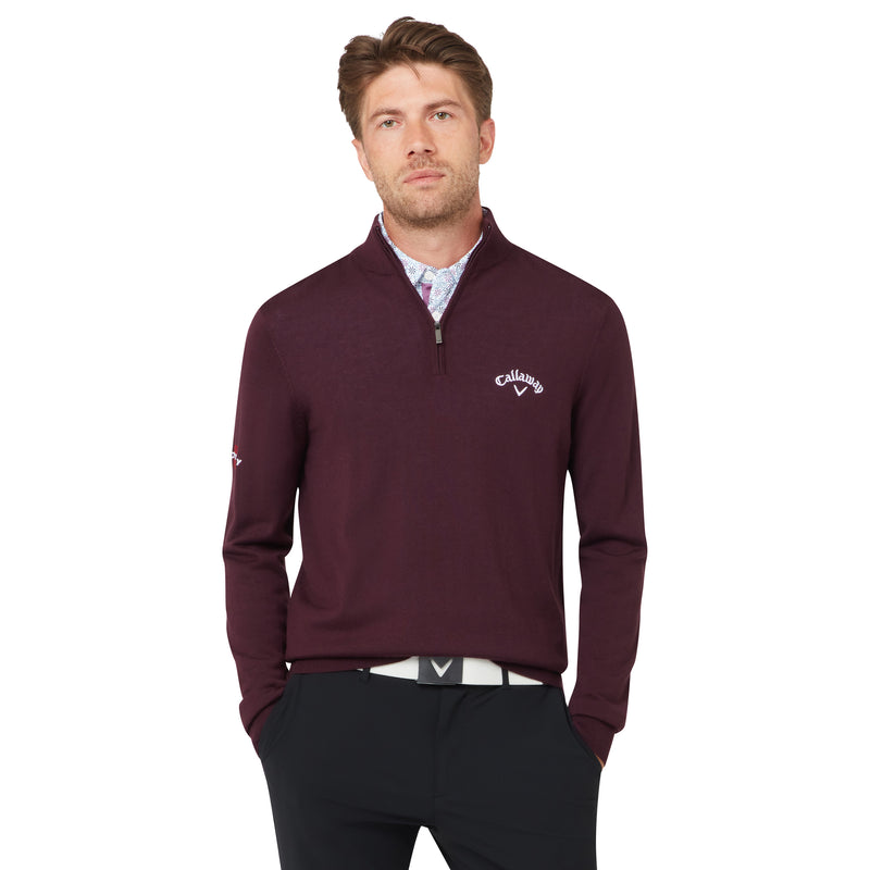 Maglione Callaway Blended Merino 1/4 Zip Prugna Italiana – vista frontale