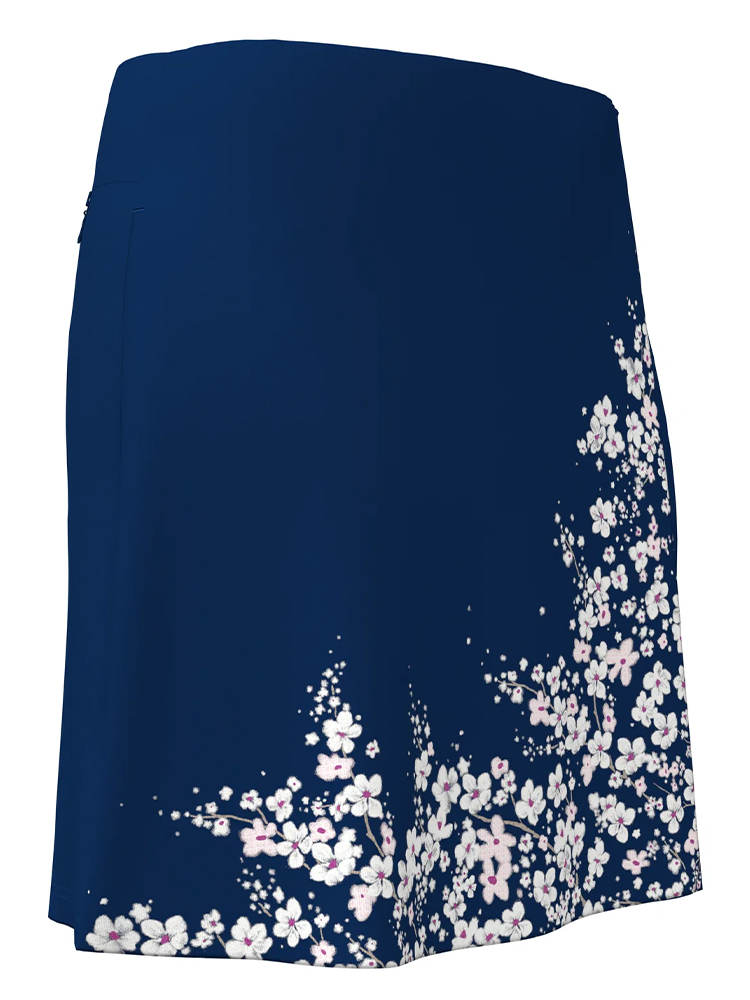 Skort Callaway Floral Printed Wrap Blue Depths – vista posteriore che mostra la lunghezza e il motivo floreale