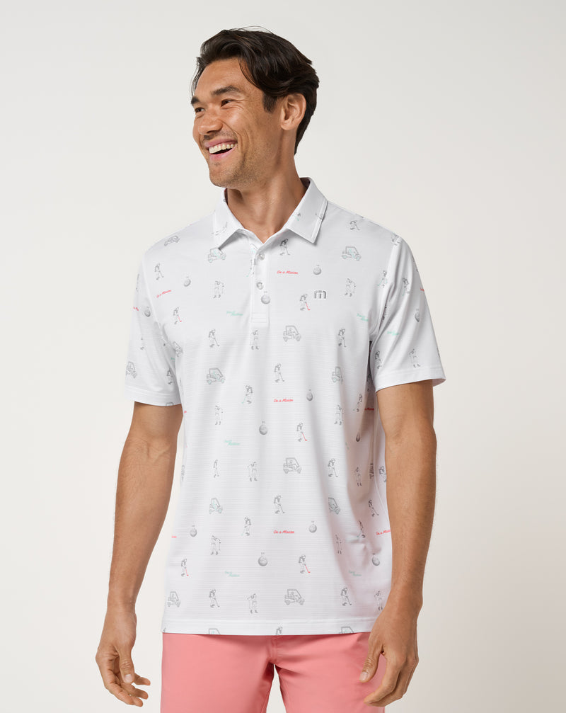 Travis Mathew On A Mission Polo – vista frontale, bianca