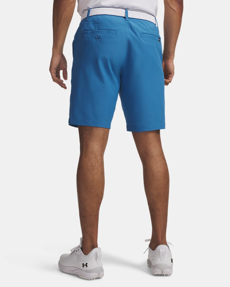 UA Drive Tapered shorts back view, aegean blue