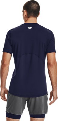Under Armour HeatGear Fitted Short Sleeve – Midnight Navy, vista posteriore che mostra i pannelli in mesh