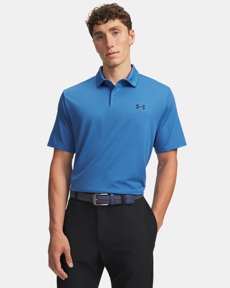 Polo Under Armour Matchplay vista frontale in blu egeo