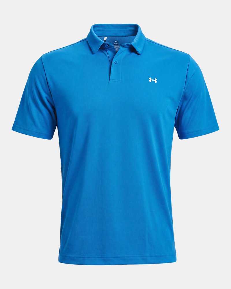 Polo Under Armour Tee To Green Pique – vista frontale, blu egeo