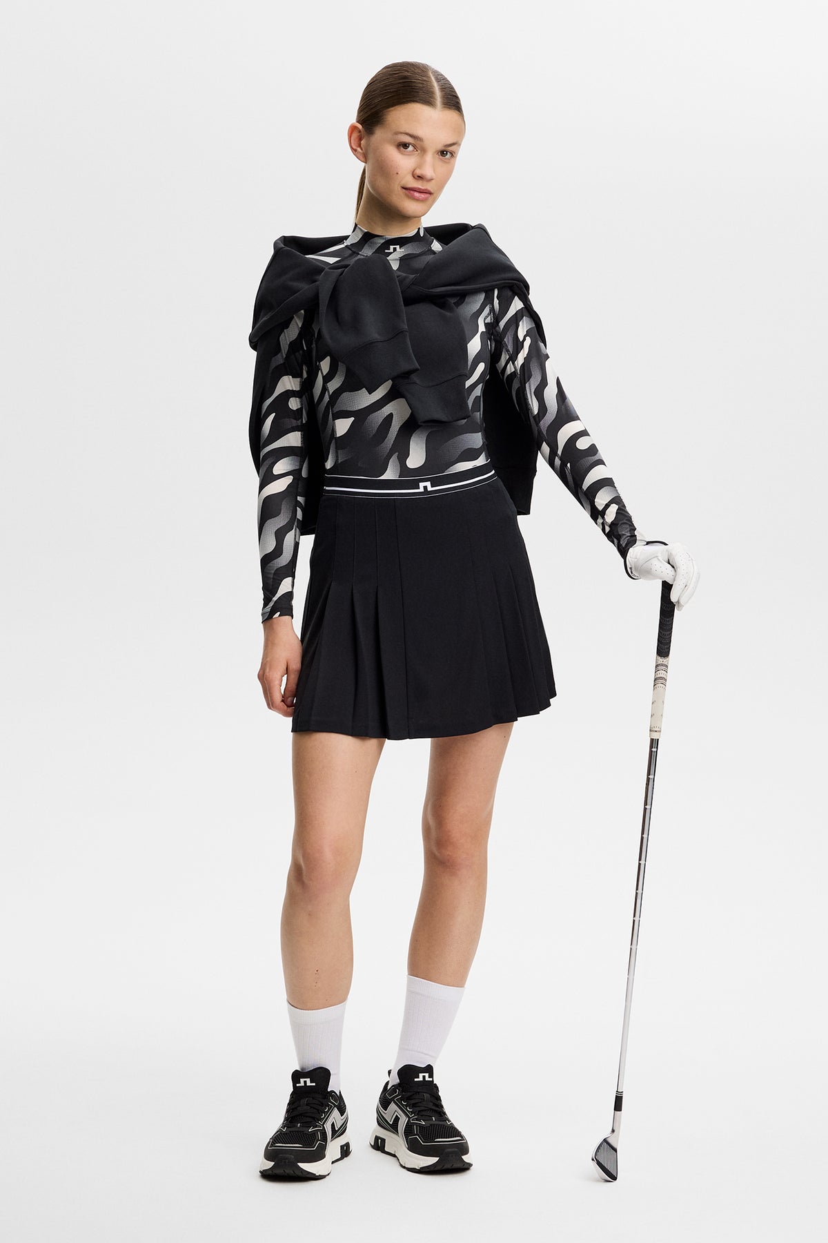 J.Lindeberg Ella Print Compression Top Bunker Fade Black Moonbeam - dettaglio stampa