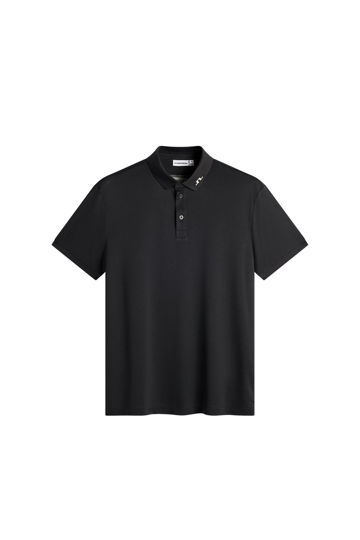 J.Lindeberg KV Print Polo Black – dettaglio del colletto con logo Bridge ricamato