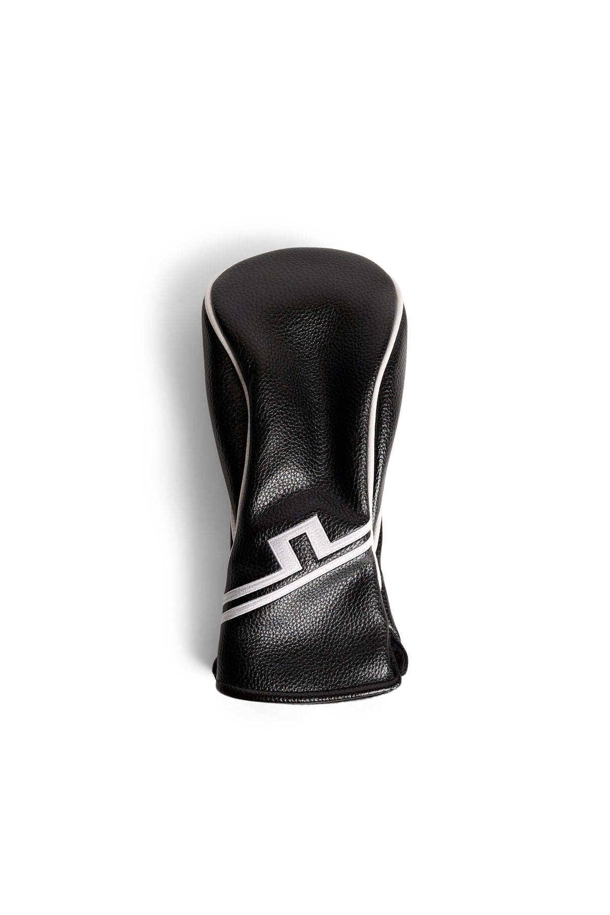 Copritesta J.Lindeberg Fairway nero – vista frontale con ricamo logo Bridge e bordino a contrasto