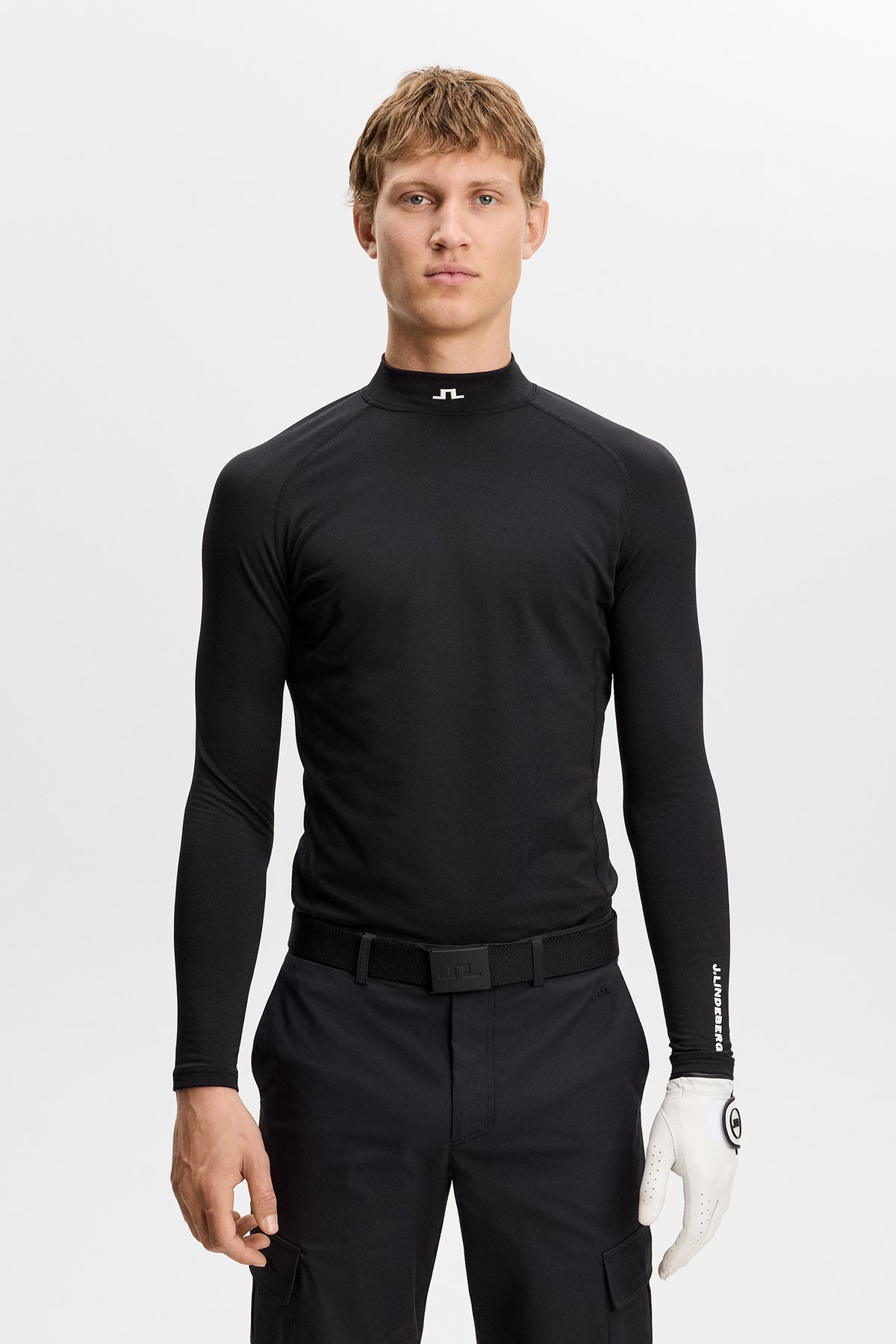 J.Lindeberg Ello Brushed Top Black – dettaglio tessuto jersey spazzolato
